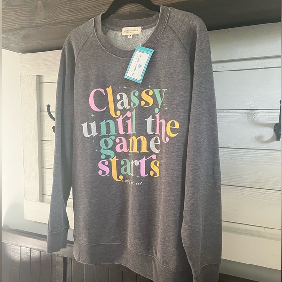NWT SIMPLY SOUTHERN “Classy Until The Game Starts” Graphic Sweatshirt  Sz: S - Picture 10 of 15